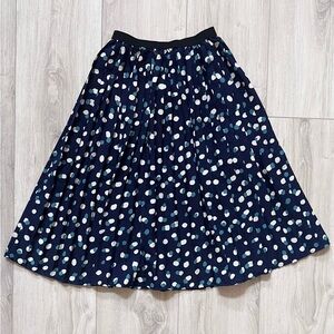 Pleated Navy Polka Dot Full Skirt with Waistband, size 2-4